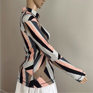 COS Geometric Print Long-sleeve Turtleneck Top Size XS